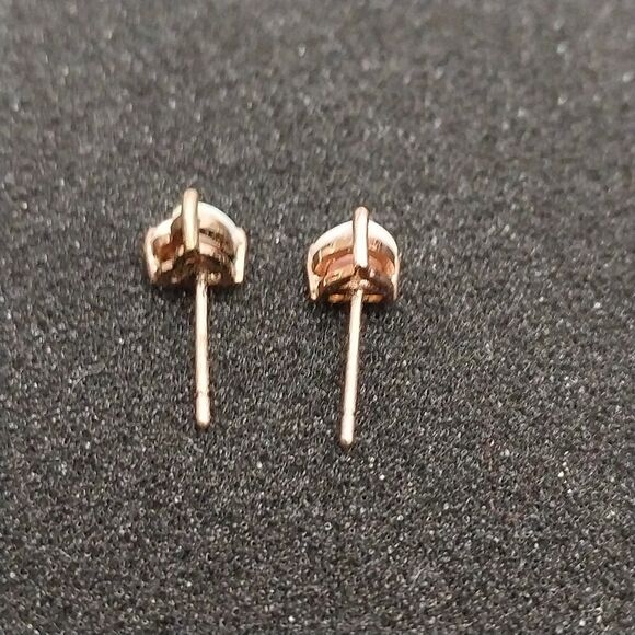 Vintage Heart Shaped Fire Opal Earrings Gold Studs #J048 - Picture 7 of 14